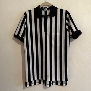 Vintage Men’s Dalco Athletic 1/4 Zip Striped Short Sleeve Referee Shirt Size M